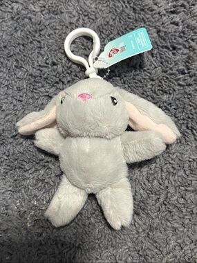 NWT Play Right Hug Mr Grey Rabbit Plush Clip